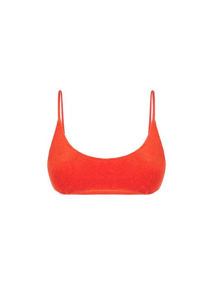 Woman orange terry bralette swimsuit