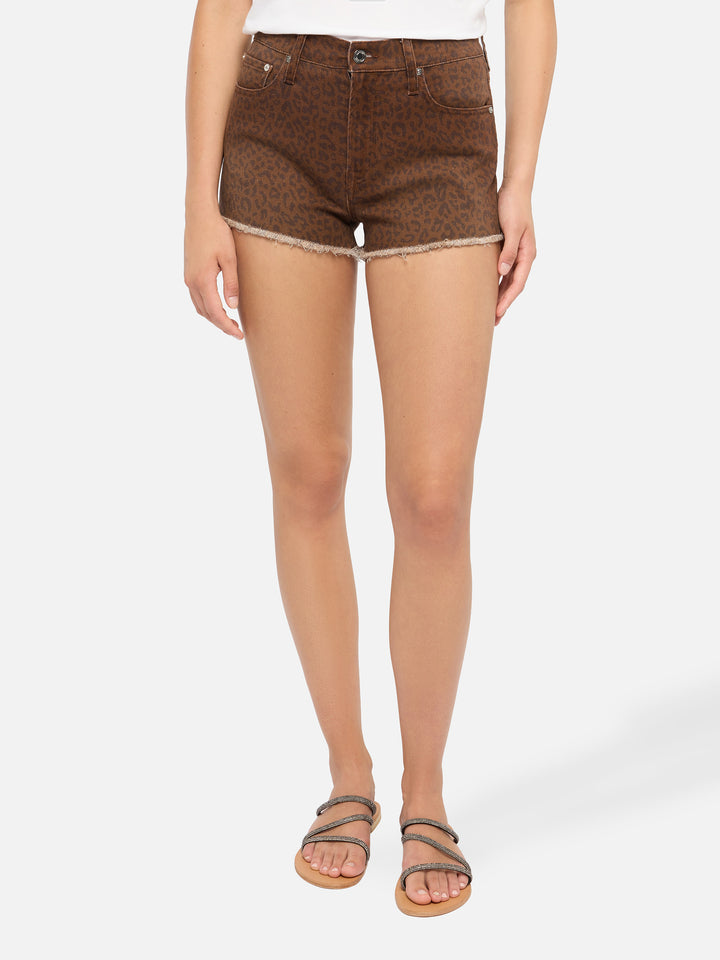 Musa Denim-Shorts mit Animalier-Print 