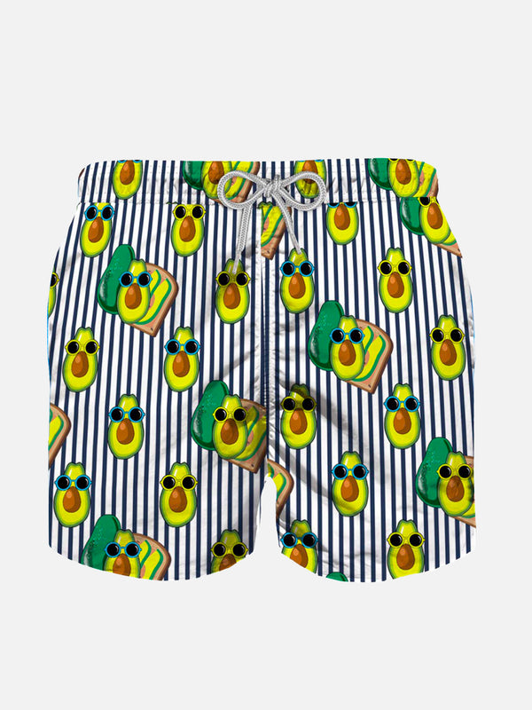 Boy swim shorts with Avocado Toast print