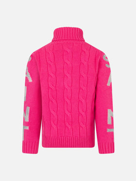 Girl turtleneck braided sweater with Saint Barth jacquard - MC2 Saint Barth