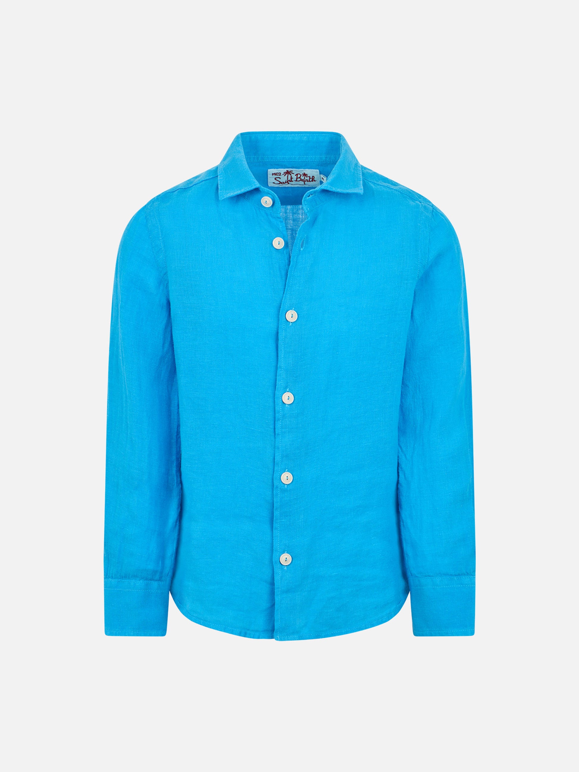 Kid turquoise linen shirt Agnes - MC2 Saint Barth