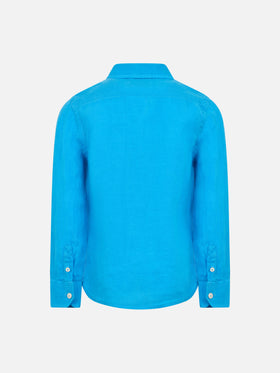 Kid turquoise linen shirt Agnes - MC2 Saint Barth