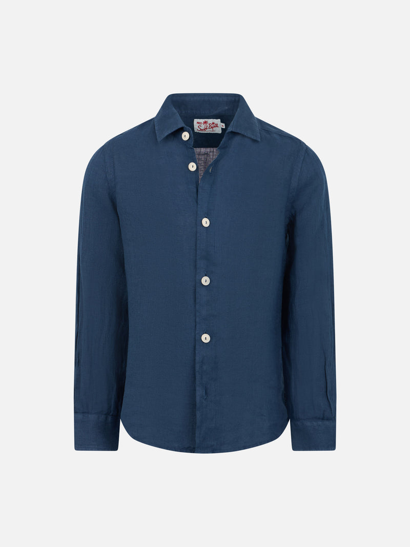 Kid navy blue linen shirt Agnes