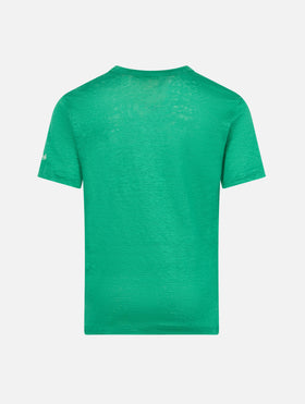 Kid green linen jersey t-shirt Alex - MC2 Saint Barth