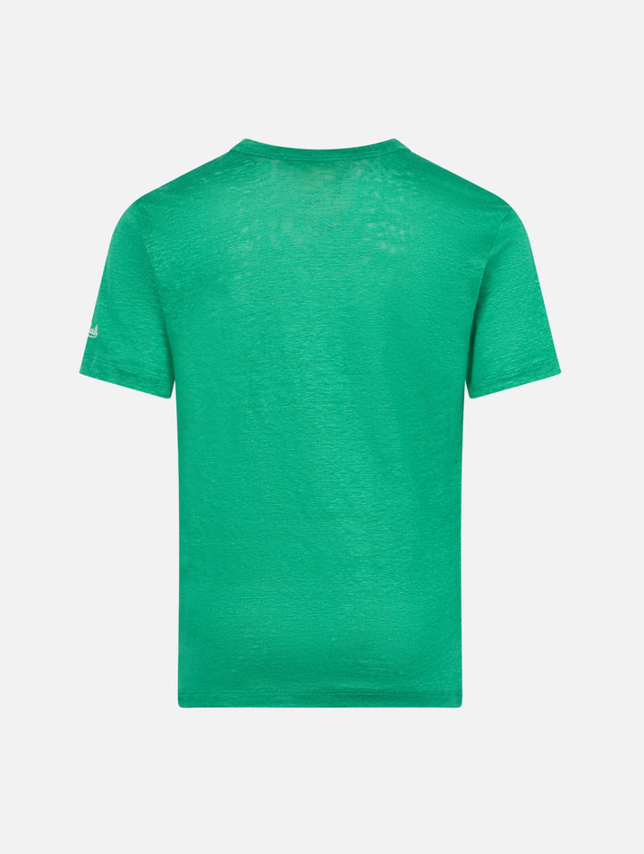 Kid green linen jersey t-shirt Alex - MC2 Saint Barth