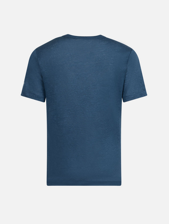 Kid marine blue linen jersey t-shirt Alex - MC2 Saint Barth