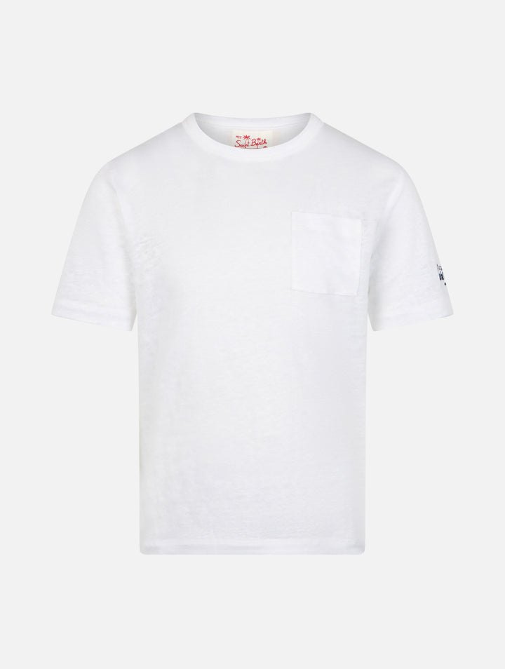 Kid off-white linen jersey t-shirt Alex - MC2 Saint Barth