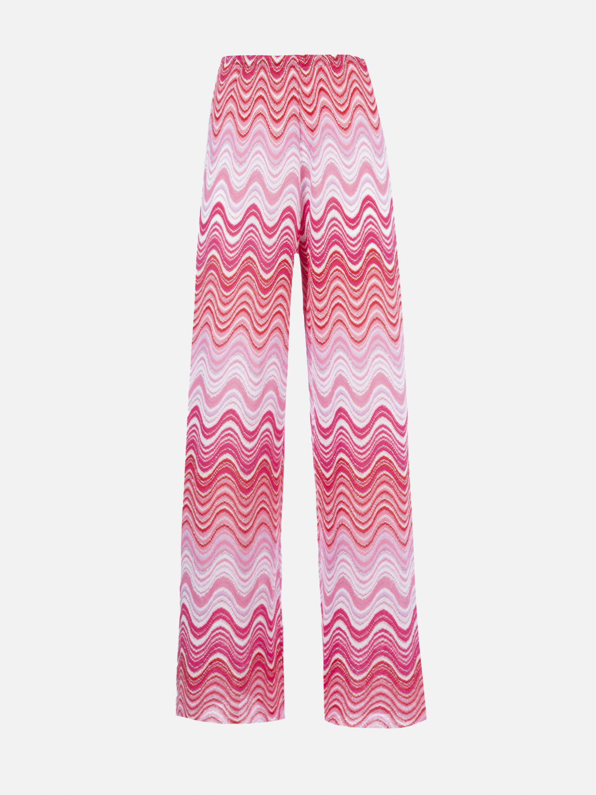 Woman raschel knit wide-leg pink trousers Amalia