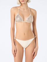 Damen-Triangel-Bikini in Beige mit Strasssteinen