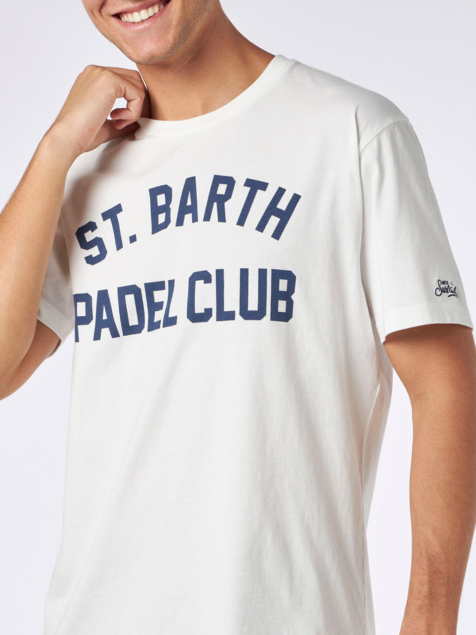 Mc2 Saint Barth T-shirt da uomo in cotone pesante con stampa St. Barth Padel Club