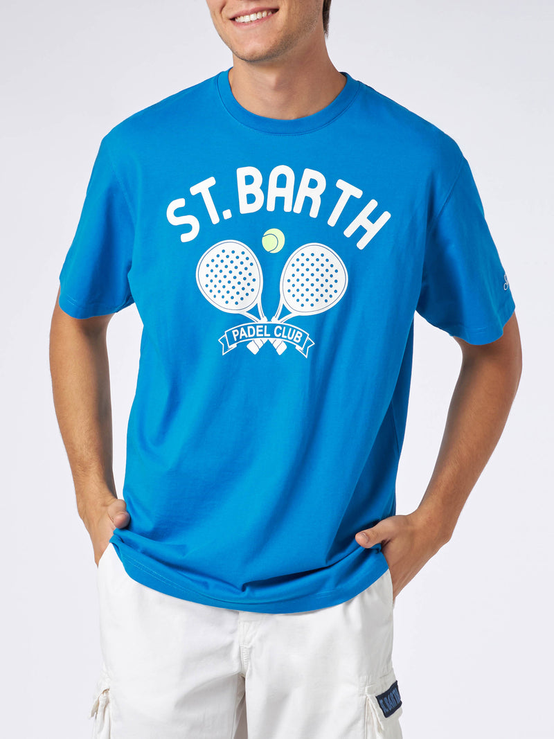 Man heavy cotton t-shirt with St. Barth padel club print