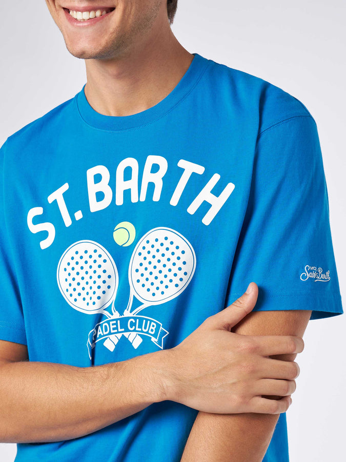 Mc2 Saint Barth T-shirt da uomo in cotone pesante con stampa St. Barth padel club