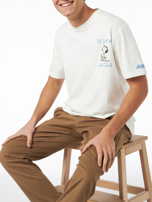 Herren-T-Shirt aus schwerer Baumwolle mit Snoopy Padel-Stickerei |SNOOPY PEANUTS™ SPECIAL EDITION
