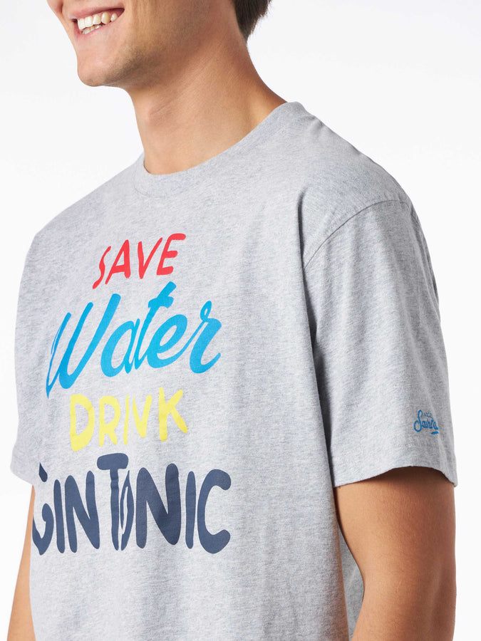 Mc2 Saint Barth T-shirt da uomo in cotone pesante con stampa Gin Tonic