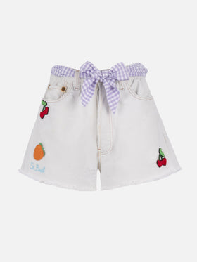 Woman upcycled denim shorts Arizona with patches - MC2 Saint Barth