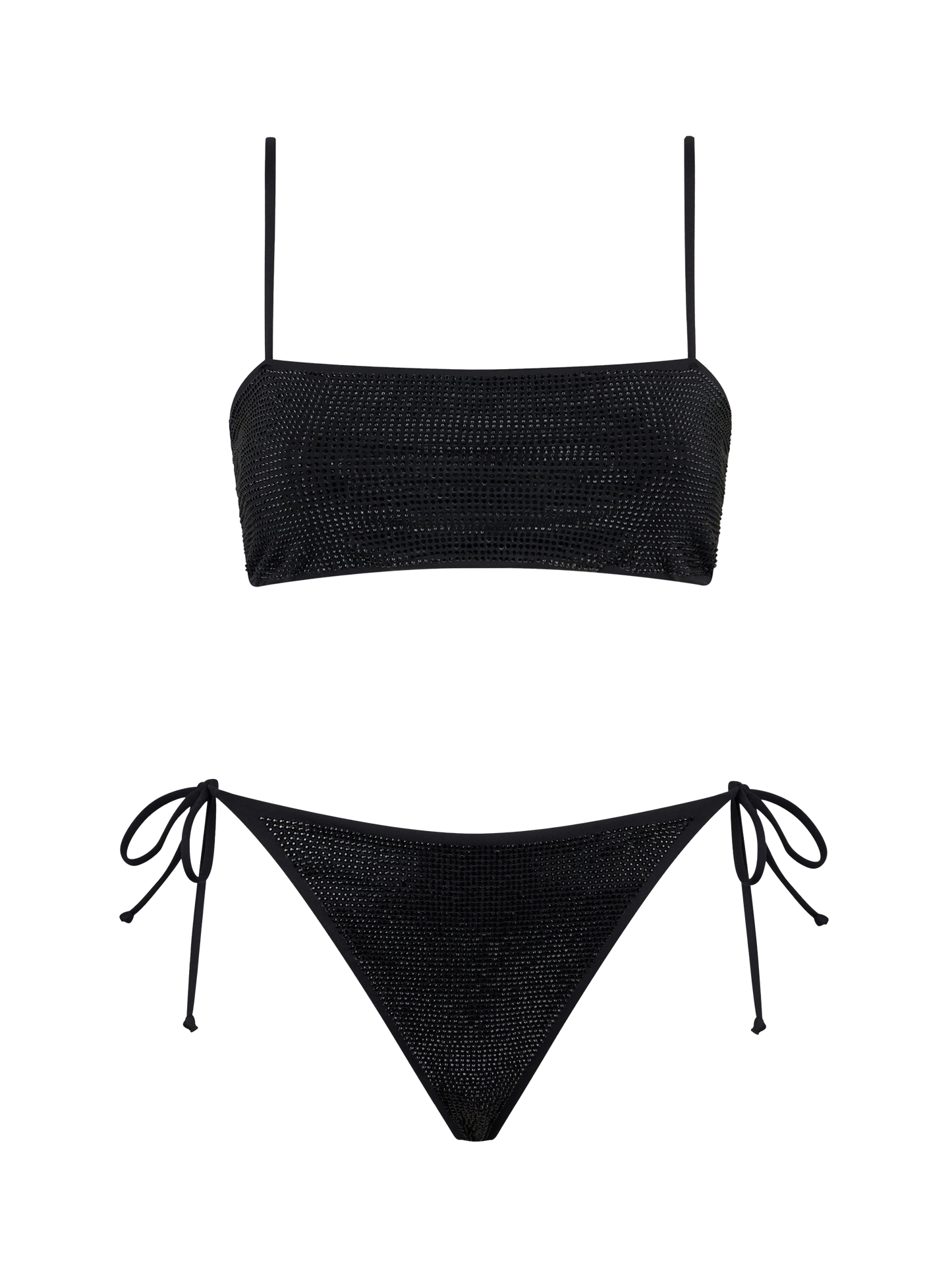 Woman black bandeau bikini with rhinestones - MC2 Saint Barth