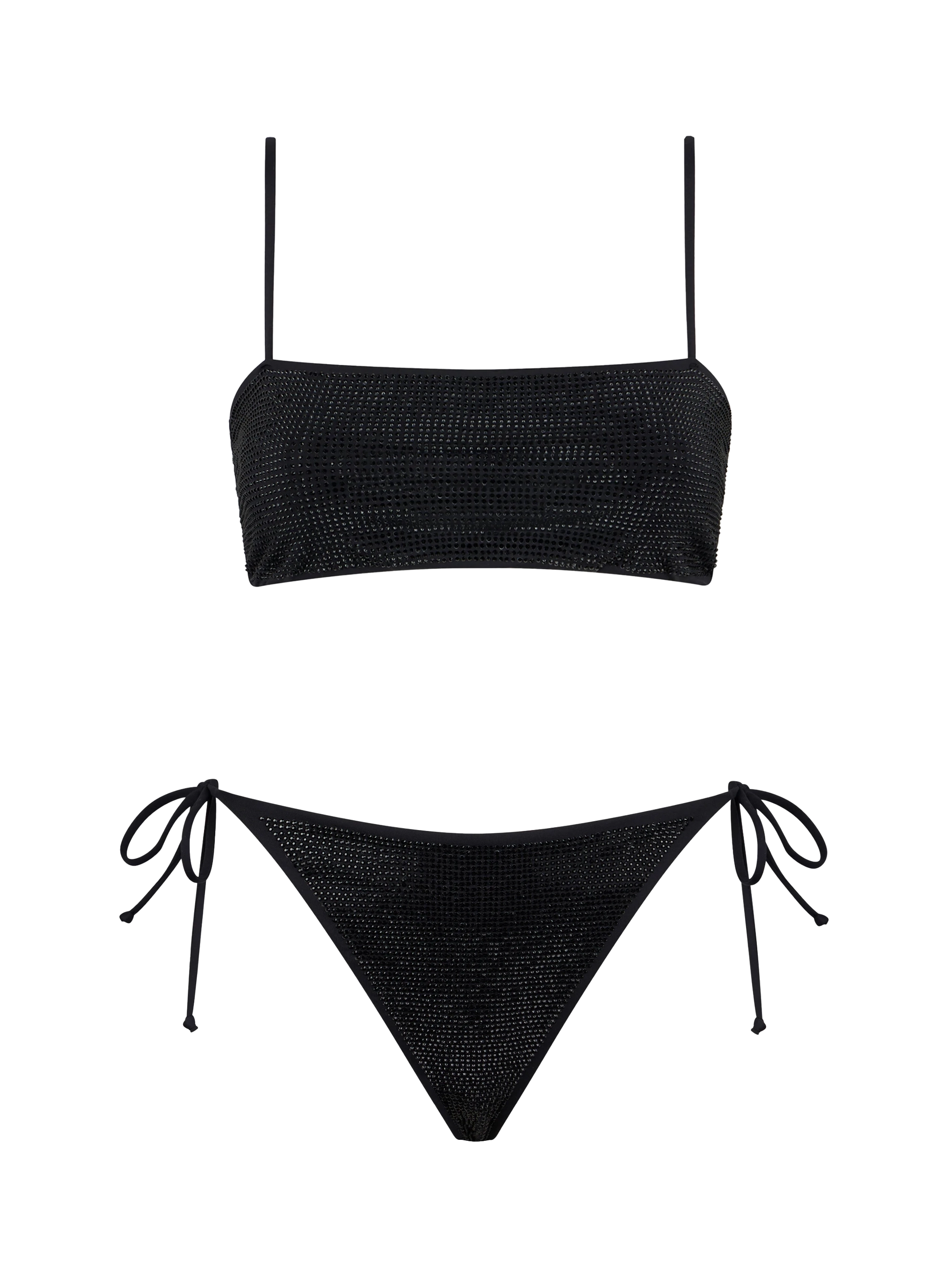 Woman black bandeau bikini with rhinestones - MC2 Saint Barth