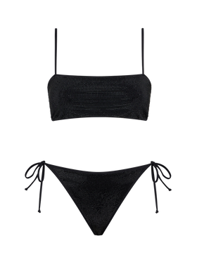 Woman black bandeau bikini with rhinestones - MC2 Saint Barth