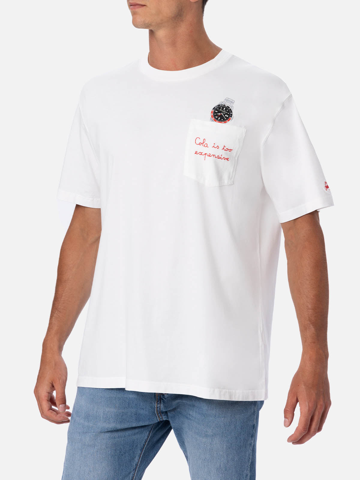 Cotton t-shirt Austin with embroidery and watch print - MC2 Saint Barth
