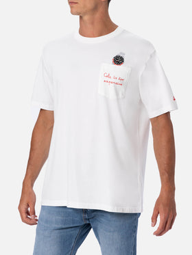Cotton t-shirt Austin with embroidery and watch print - MC2 Saint Barth