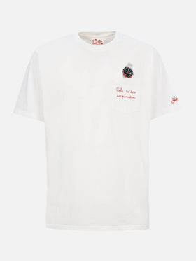 Cotton t-shirt Austin with embroidery and watch print - MC2 Saint Barth