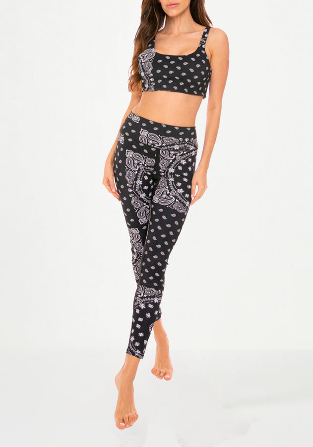 Mc2 Saint Barth Top e leggings da yoga con stampa bandana nera