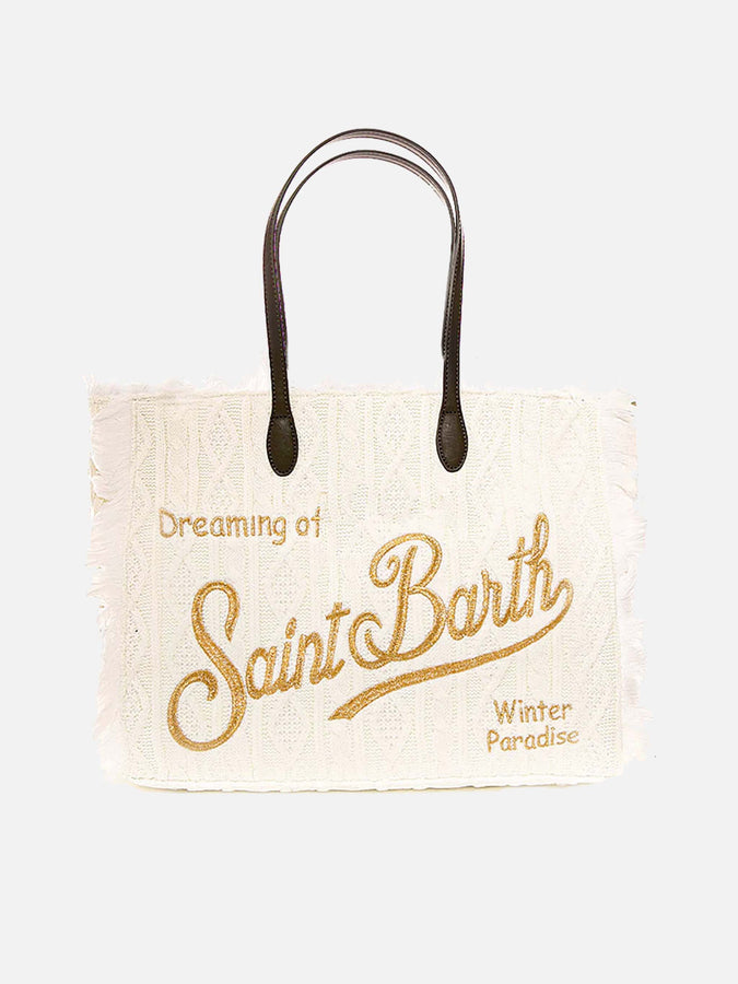 Mc2 Saint Barth Borsa a spalla Vanity in tricot bianco di lana