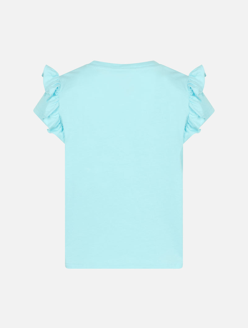 Girl cotton t-shirt with flounce and embroidery