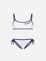 Bikini da bambina a bralette bianco 