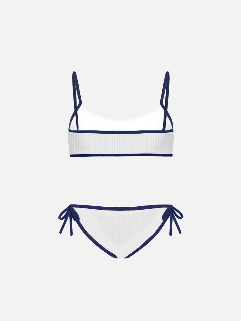 Bikini da bambina a bralette bianco 