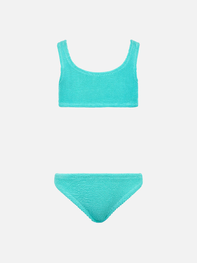 Mc2 Saint Barth Bikini classico crinkle da bambina verde acqua Baker