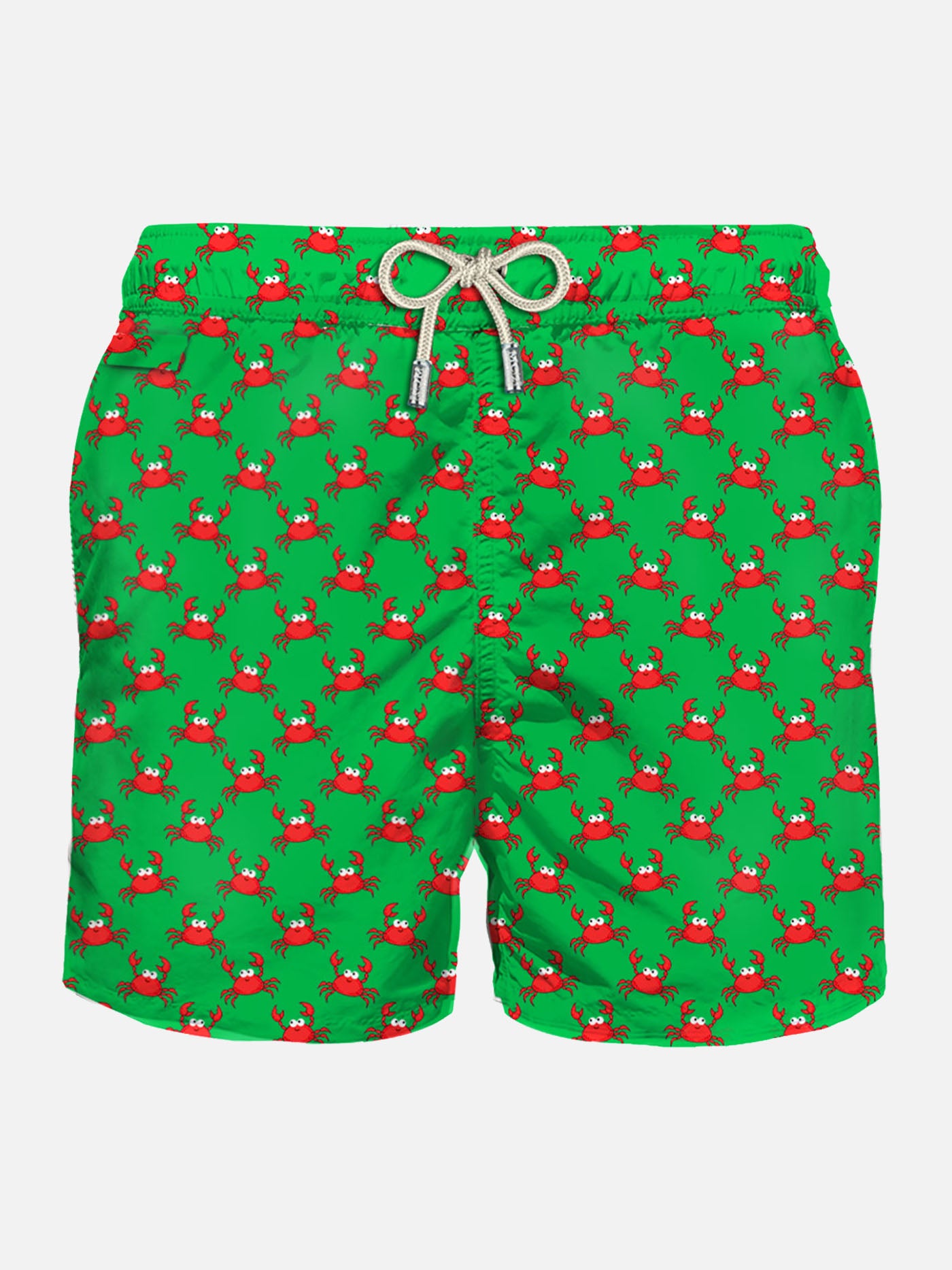 Man light fabric swim shorts with crab print