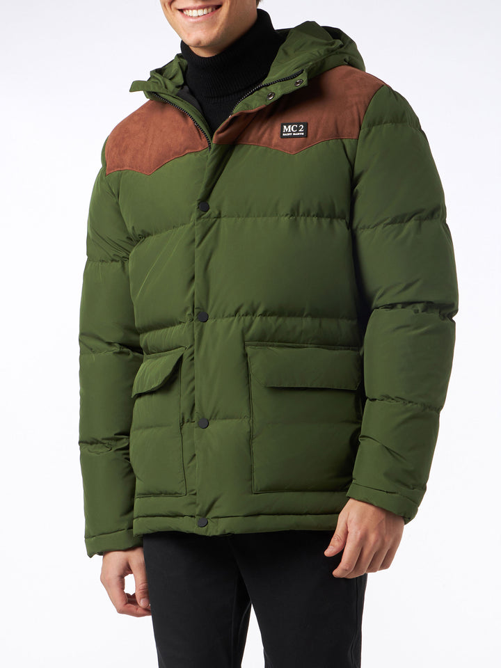 Man military green hooded down jacket Baxter - MC2 Saint Barth