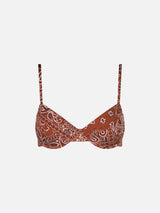 Braunes Bügel-Bralette mit Bandana-Print