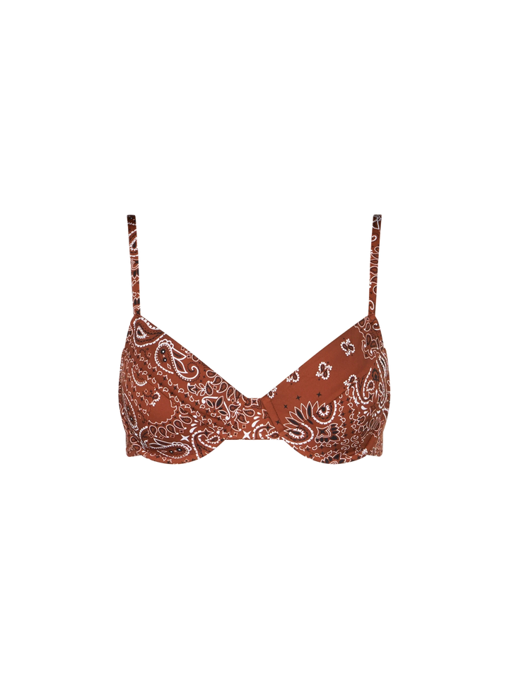 Brown bandanna print underwired bralette - MC2 Saint Barth