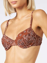 Braunes Bügel-Bralette mit Bandana-Print