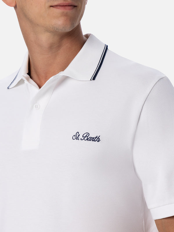 Herren-Poloshirt aus weißem Baumwollpiquet Beverly Hills