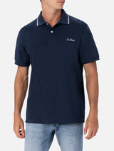 Polo da uomo in piquet di cotone blu Beverly Hills