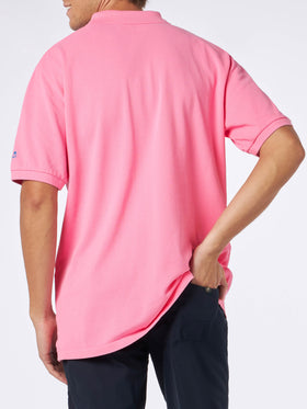 Man pink piquet polo with St. Barth logo and vintage effect - MC2 Saint Barth
