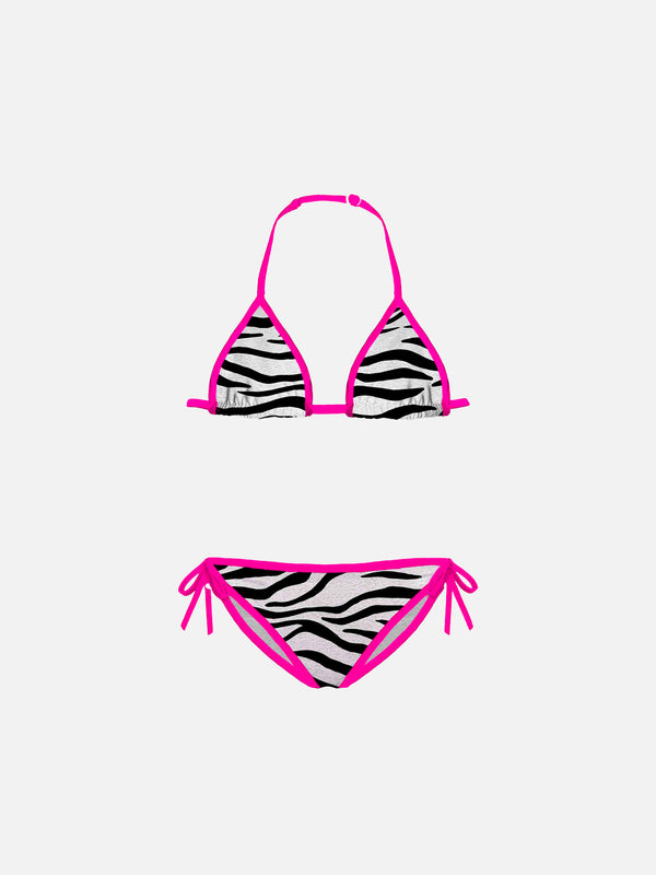 Mädchen-Triangel-Bikini mit Zebra-Print