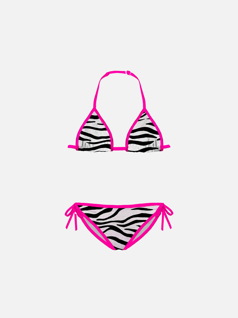 Mädchen-Triangel-Bikini mit Zebra-Print