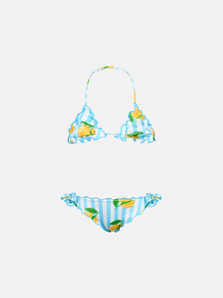 Girl classic triangle bikini Cris with lemon print - MC2 Saint Barth