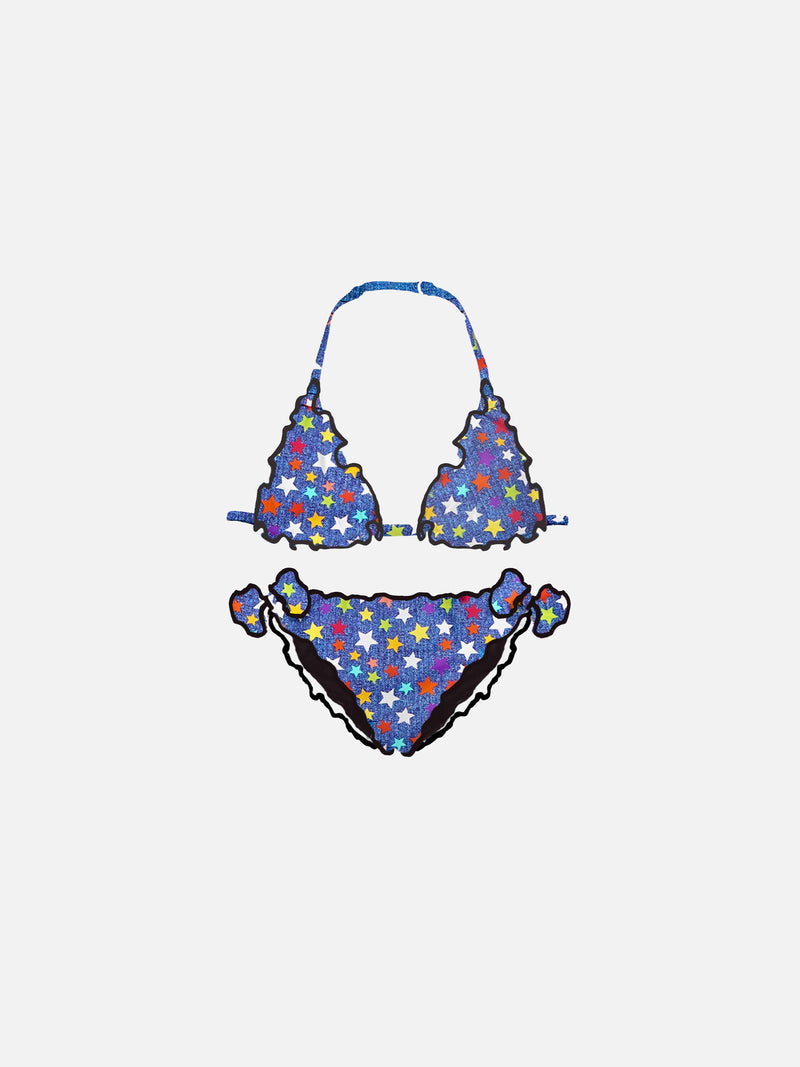 Mädchen-Triangel-Bikini mit Sternenprint