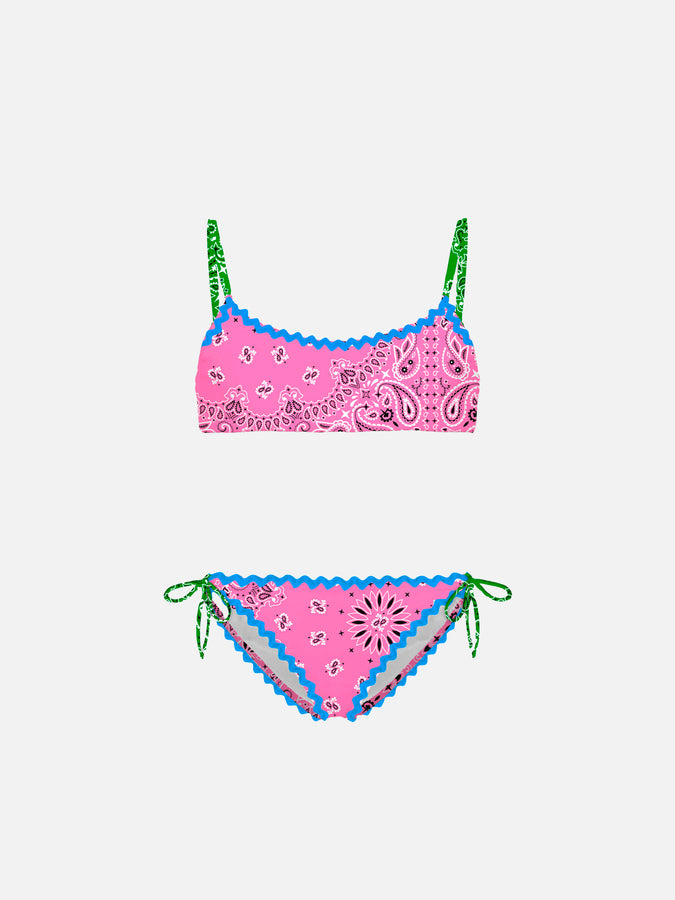 Mc2 Saint Barth Bikini da bambina a bralette con stampa bandana