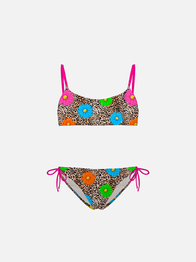 Mc2 Saint Barth Bikini da bambina a bralette con stampa leopardata