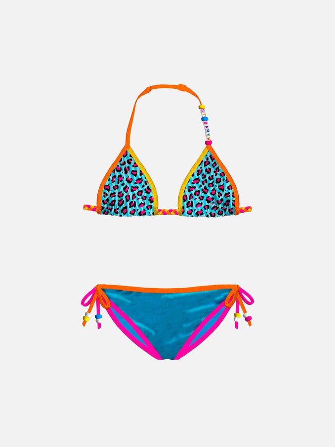 Mc2 Saint Barth Bikini da bambina a triangolo con stampa leopardata