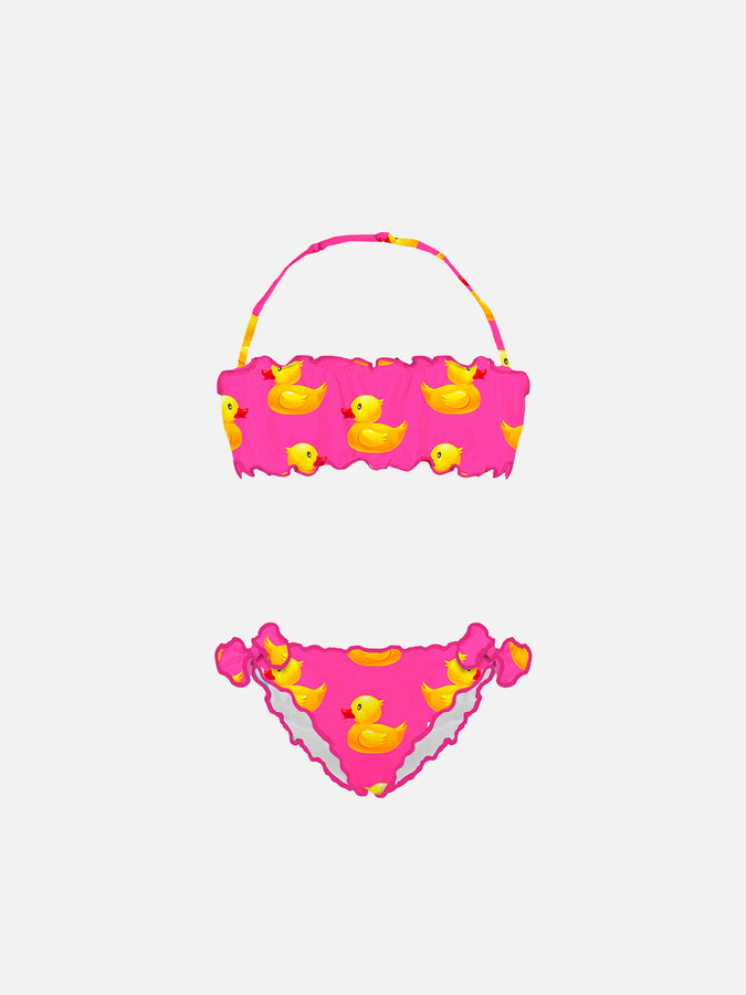 Mc2 Saint Barth Bikini da bambina a fascia con stampa papere