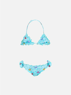 Girl classic triangle bikini Cris with crabs print - MC2 Saint Barth