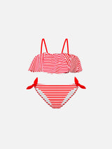 Bikini da bambina a righe rosse 