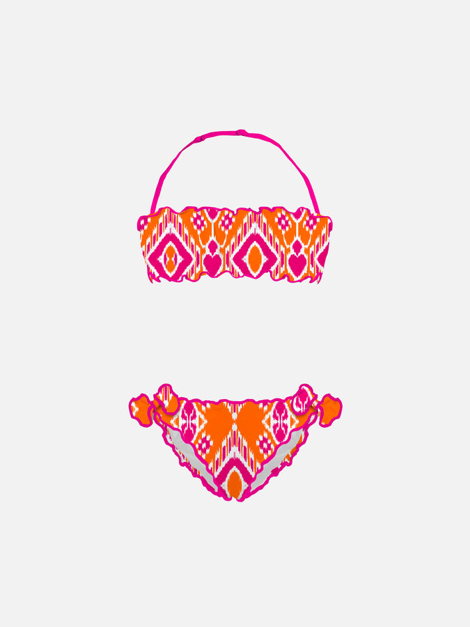 Mc2 Saint Barth Bikini da bambina a fascia con stampa geometrica